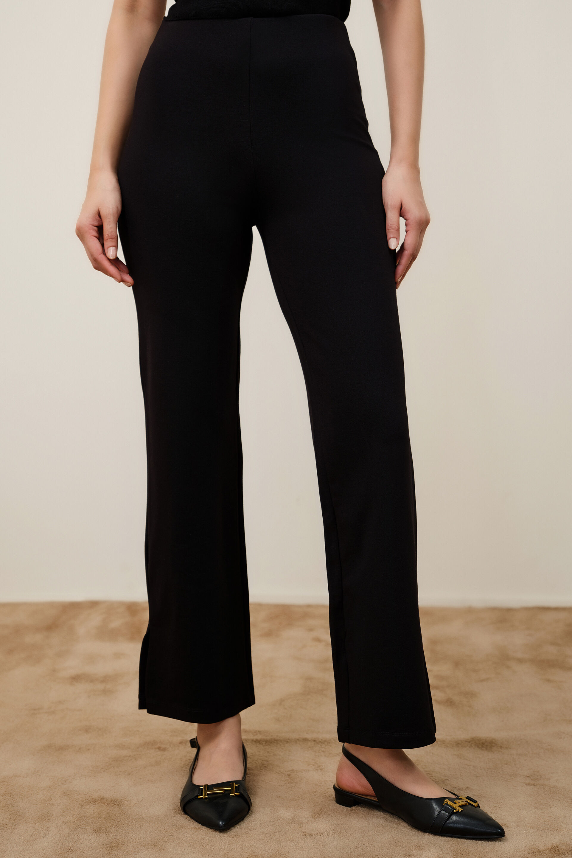 Black High-Waist Bootcut Trousers